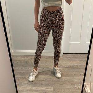 Aerie Tan and Black Cheetah Print High Waisted Short Leggings